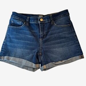 New York & Company Soho Jeans Shorts Womens‎ 6 Blue Denim Boyfriend Rolled Cuff